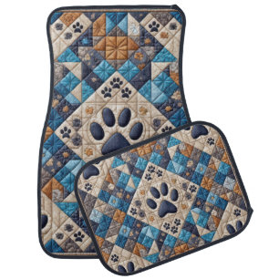 Dog Pawprints Quilt Design Car Floor Mat