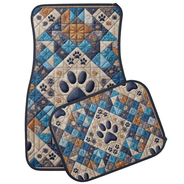 Dog Pawprints Quilt Design Car Floor Mat (Set)