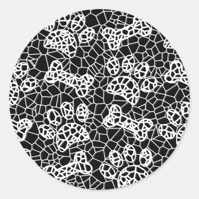 Dog Paws and Bones Faux Lace Art Print Classic Round Sticker (Front)