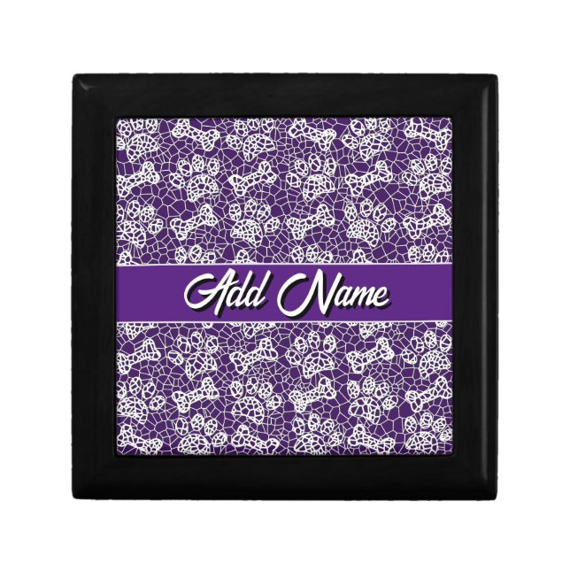 Dog Paws and Bones Faux Lace Art Print Gift Box (Front)