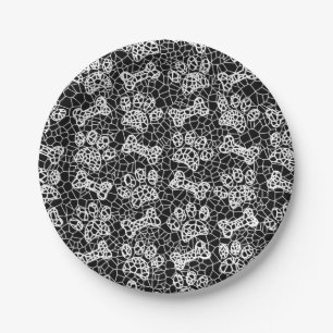 Dog Paws and Bones Faux Lace Art Print Paper Plates
