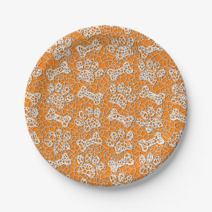 Dog Paws and Bones Faux Lace Art Print Paper Plates