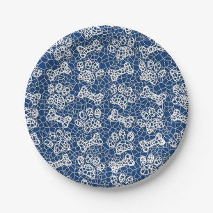 Dog Paws and Bones Faux Lace Art Print Paper Plates