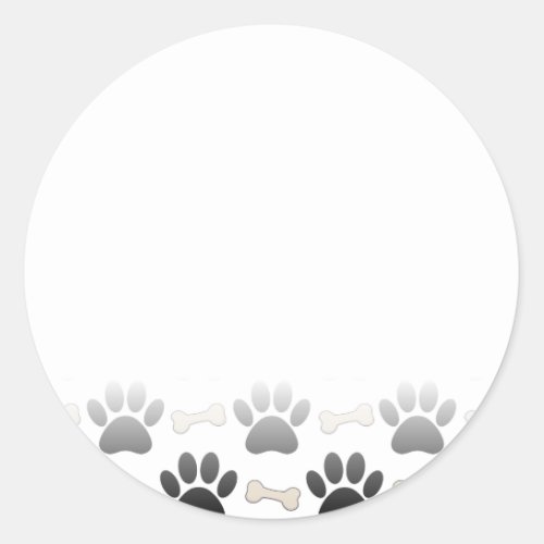 Dog Paws And Bones With Gradient Classic Round Sticker