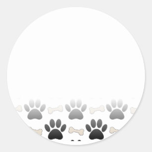 Dog Paws And Bones With Gradient Classic Round Sticker