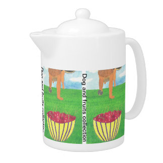 Dog paws and cherry teapot