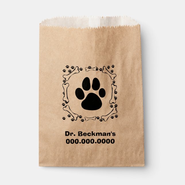 Dog Paws and Dog Bones Favor Bag (Front)
