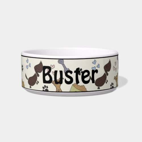 Dog Paws and Hearts Personalized Pet Bowl