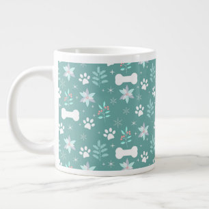 Dog Paws and Holiday Bones Pattern Giant Coffee Mug