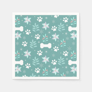 Dog Paws and Holiday Bones Pattern Napkins