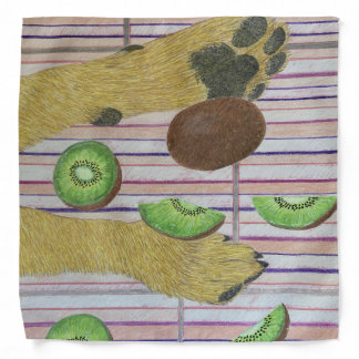 Dog paws and kiwi bandana