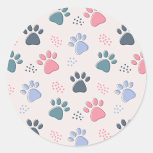Dog Paws Animal Cute Pet Paws Gift For Pet Lovers Classic Round Sticker