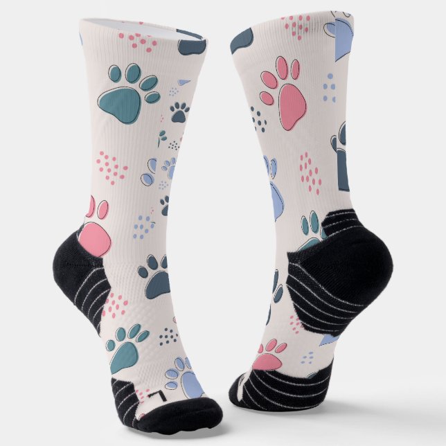 Dog Paws Animal Cute Pet Paws Gift For Pet Lovers  Socks (Angled)