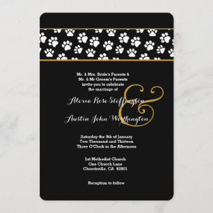 DOG PAWS Animal Print Wedding V03 Invitation