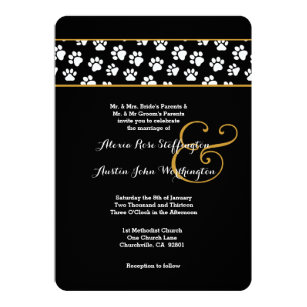 Animal Print Wedding Invitations Zazzle Dog Paws Animal Print Wedding V03 Invitation