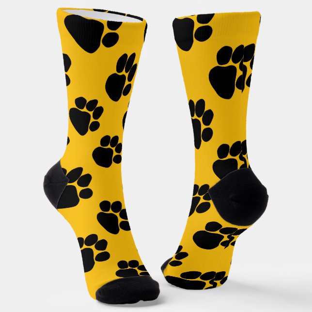 Dog Paws Birthday Gift Yellow  Socks (Angled)