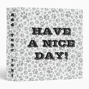 Dog Paws Black and White Polka Dot 3 Ring Binder