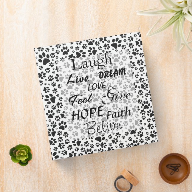 Dog Paws Black and White Polka Dot  3 Ring Binder (In Situ)