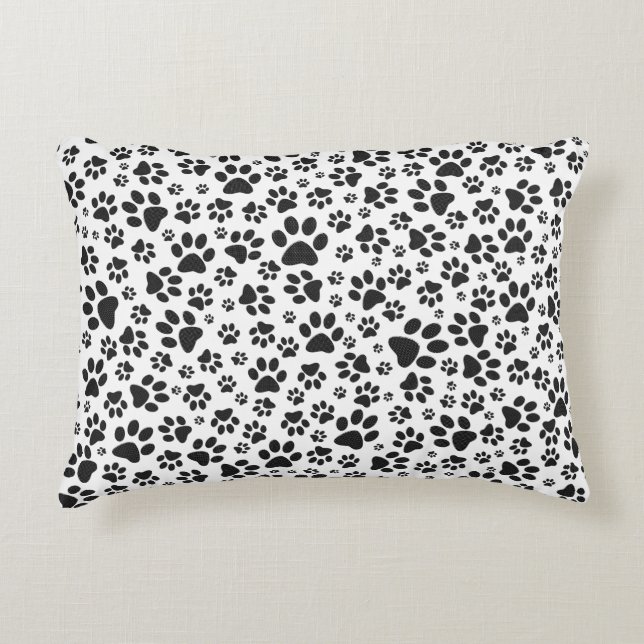 Dog Paws Black and White Polka Dot  Accent Pillow (Front)