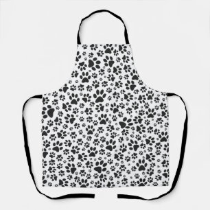 Dog Paws Black and White Polka Dot Apron