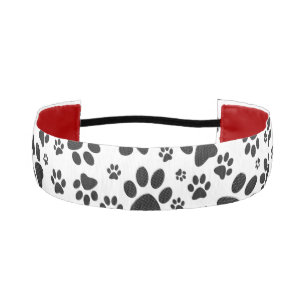 Dog Paws Black and White Polka Dot  Athletic Headband