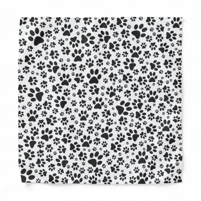 Dog Paws Black and White Polka Dot  Bandana (Front)