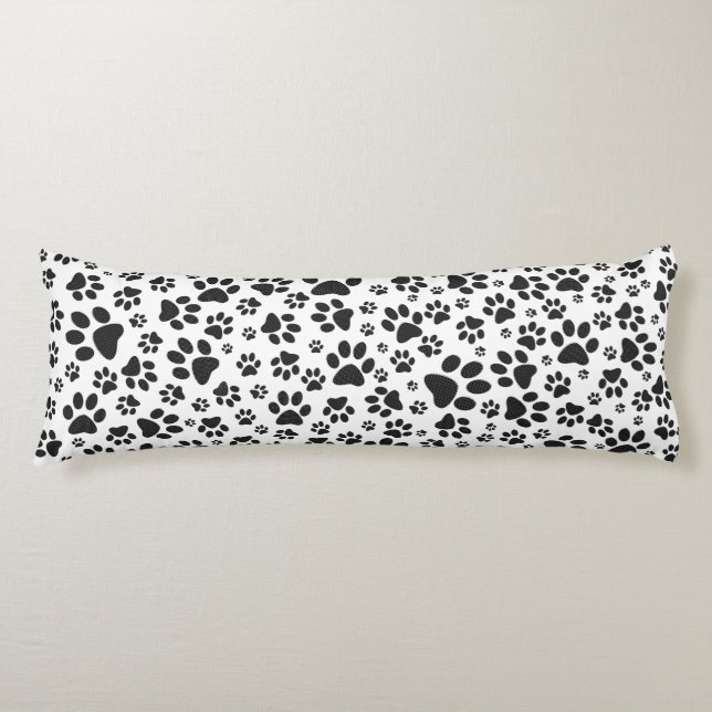 Dog Paws Black and White Polka Dot  Body Pillow (Front)