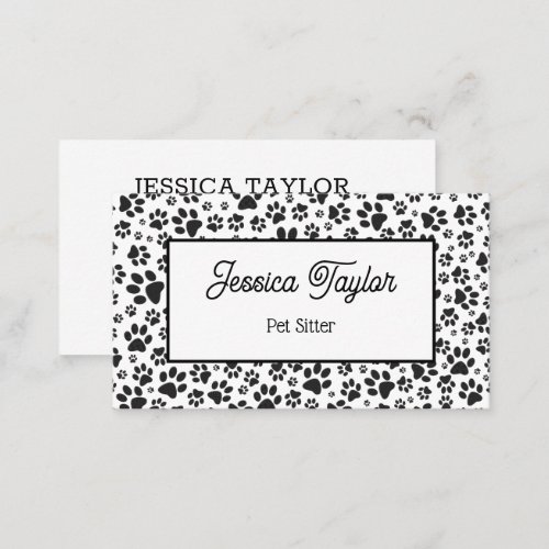 Dog Paws Black and White Polka Dot  Business Card