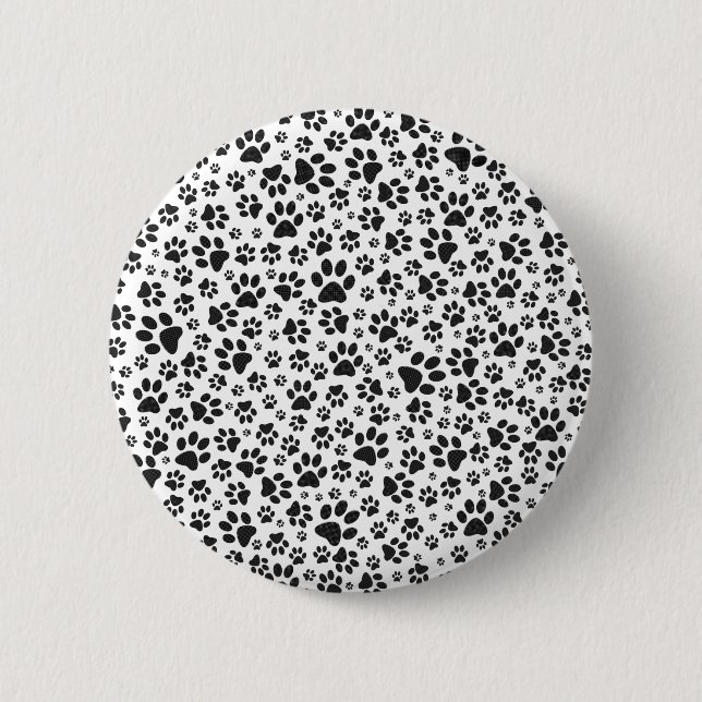 Dog Paws Black and White Polka Dot  Button (Front)