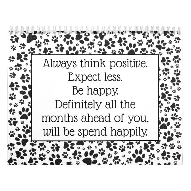 Dog Paws Black and White Polka Dot  Calendar (Cover)