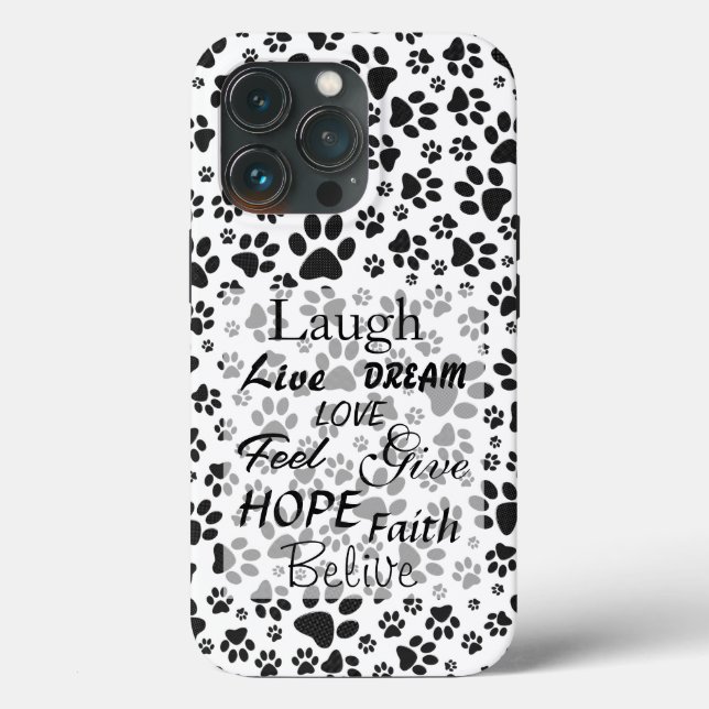 Dog Paws Black and White Polka Dot  Case-Mate iPho Case-Mate iPhone Case (Back)