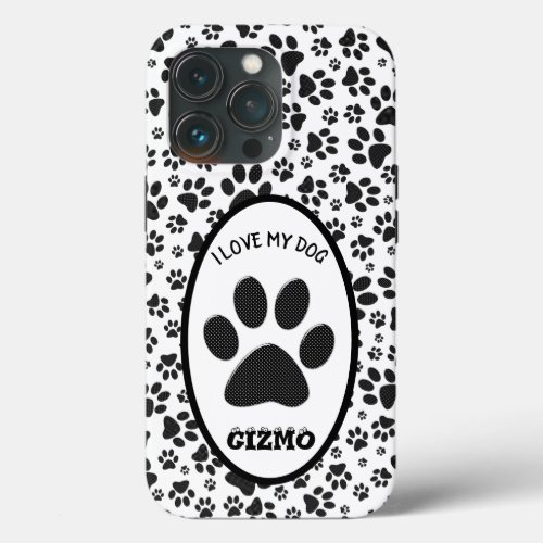 Dog Paws Black and White Polka Dot  Case_Mate iPho iPhone 13 Pro Case