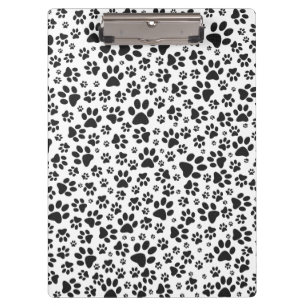 Dog Paws Black and White Polka Dot Clipboard