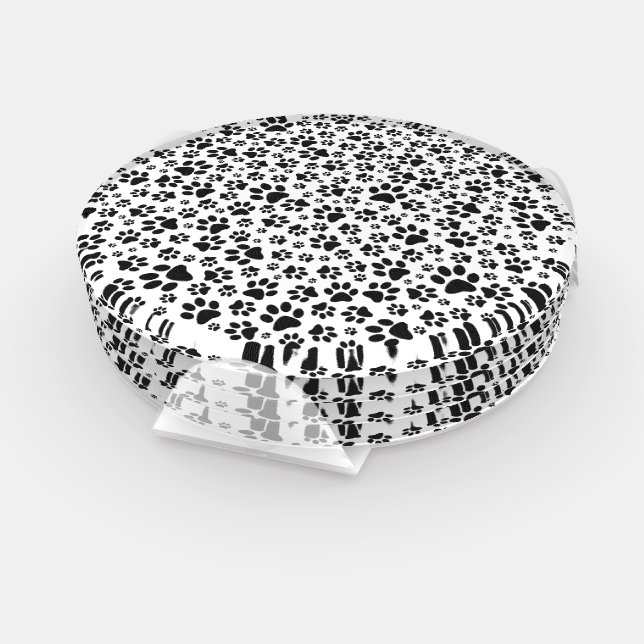 Dog Paws Black and White Polka Dot  Coaster Set (Set)
