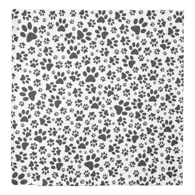 Dog Paws Black and White Polka Dot  Duvet Cover (Front)