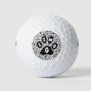 Dog Paws Black and White Polka Dot Golf Balls