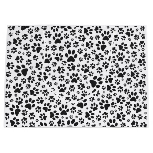 Dog Paws Black and White Polka Dot  Large Gift Bag