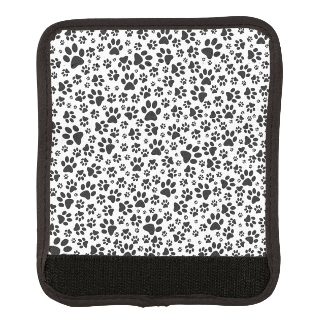 Dog Paws Black and White Polka Dot  Luggage Handle Wrap (Front)