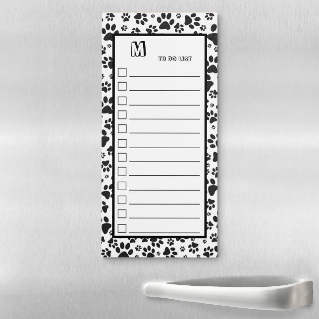 Dog Paws Black and White Polka Dot  Magnetic Notep Notepad (In Situ)