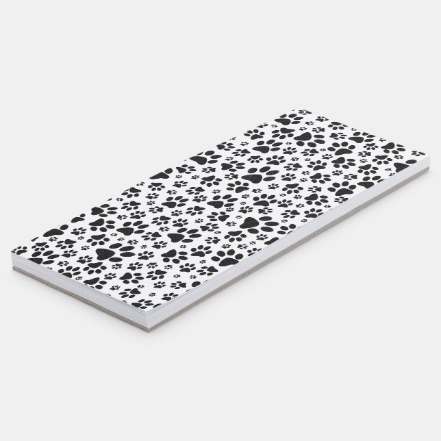 Dog Paws Black and White Polka Dot  Magnetic Notepad (Angled)