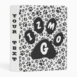 Dog Paws Black and White Polka Dot  Mini Binder