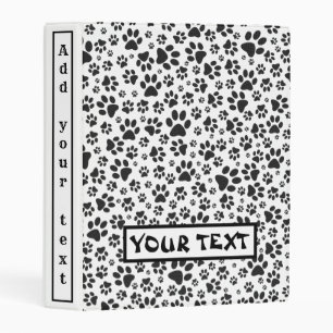 Dog Paws Black and White Polka Dot  Mini Binder