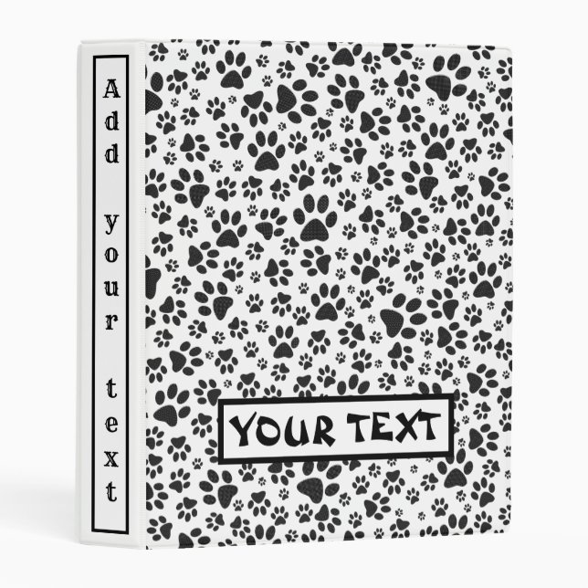 Dog Paws Black and White Polka Dot  Mini Binder (Front/Spine)