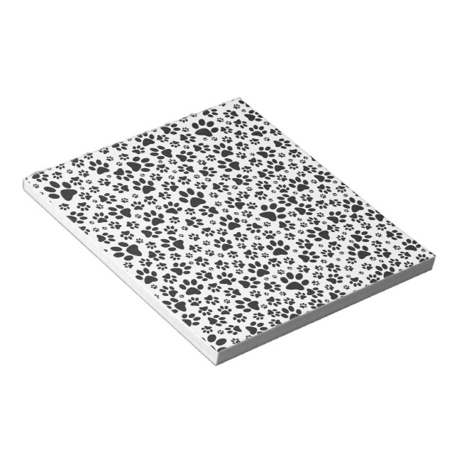 Dog Paws Black and White Polka Dot  Notepad (Angled)