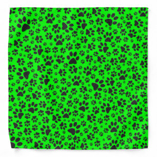 Dog Paws Black and White Polka Dot on green Bandana