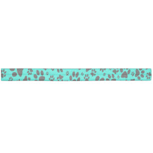 Dog Paws Black and White Polka Dot on vivid cyan Elastic Hair Tie