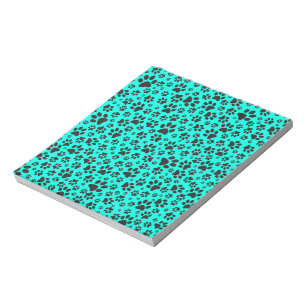 Dog Paws Black and White Polka Dot on vivid cyan  Notepad
