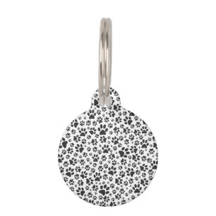 Dog Paws Black and White Polka Dot Pet ID Tag