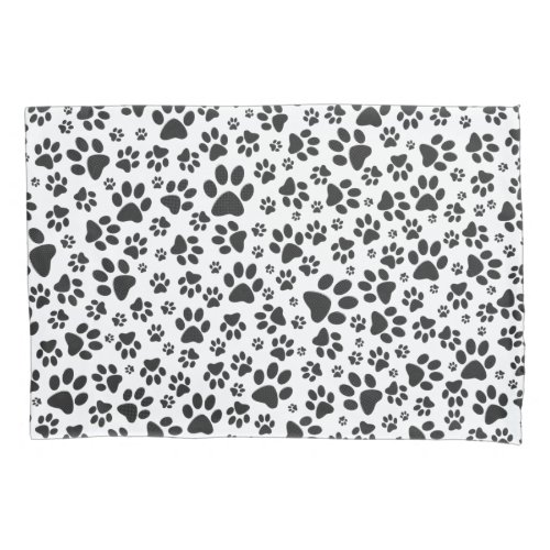 Dog Paws Black and White Polka Dot  Pillow Case