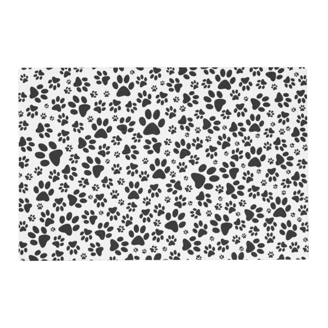 Dog Paws Black and White Polka Dot  Placemat (Front)